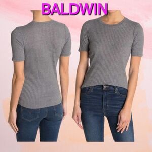 BALDWIN Sabina Ribbed Knit T-shirt in Mist Heather